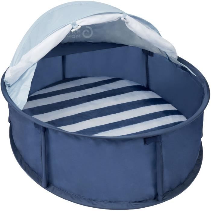 BABYMOOV Babyni 2-in-1 box en reisbedje met zeemansstrepen, UV-bescherming SPF 50+, inclusief muggennet en zonnescherm, pop-up systeem