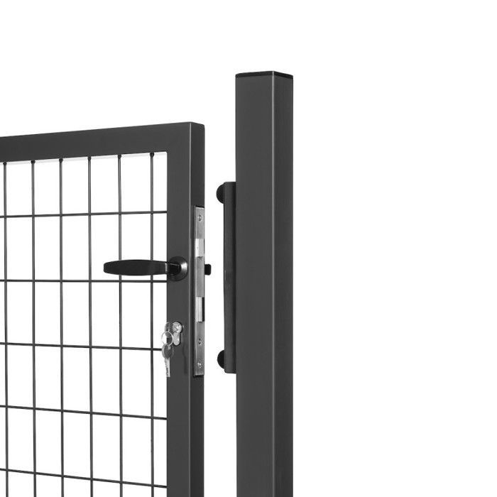 Portão de malha de aço galvanizado, malha de 100 x 50 mm, 1 m de largura x 1,75 m de altura, cinza antracite