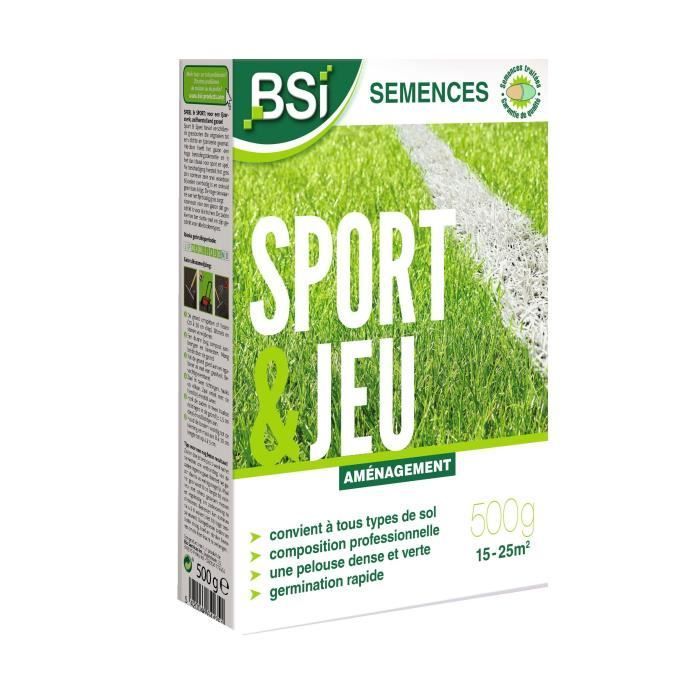 BSI - Semences De Gazon - Sport Ou Jeu - Avec Enrobage Protecteur - Très Haute qualité - Jusqu'à 25 m² - 500g