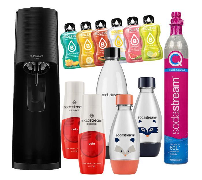 SODASTREAM TERRA SATURATOR FUSE BOOTS x3 COLA-Sirup x2 + BOLERO-Beutel