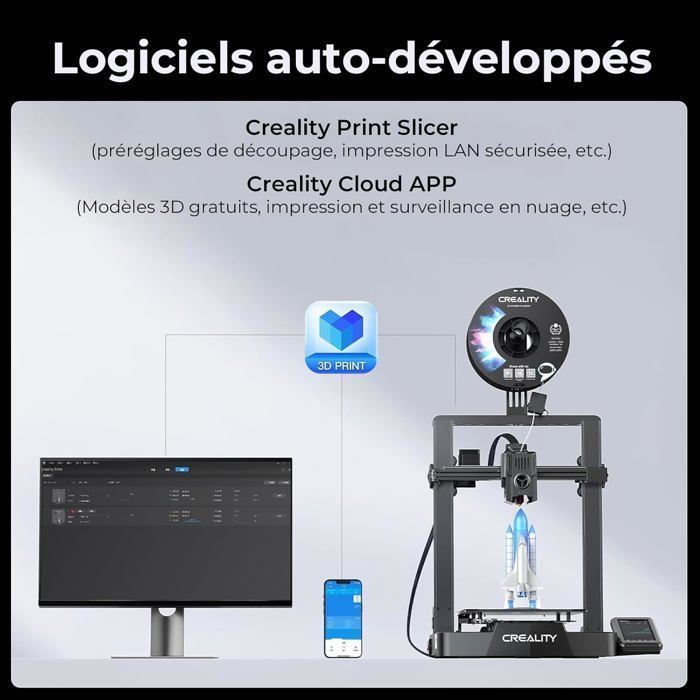 Imprimante 3D Creality Ender 3 V3 KE, 500mm/s with Nivellement Automatique, 300°C Sprite Direct Extruder, 220x220x240mm for Beginner