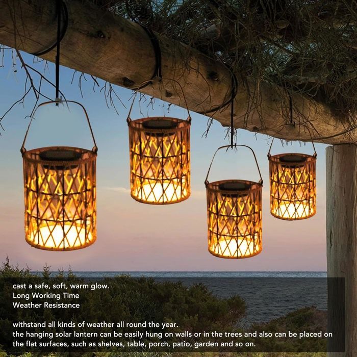 Farol solar de exterior - Ulisem - LED - Ratán tejido - Resistencia al agua IP44
