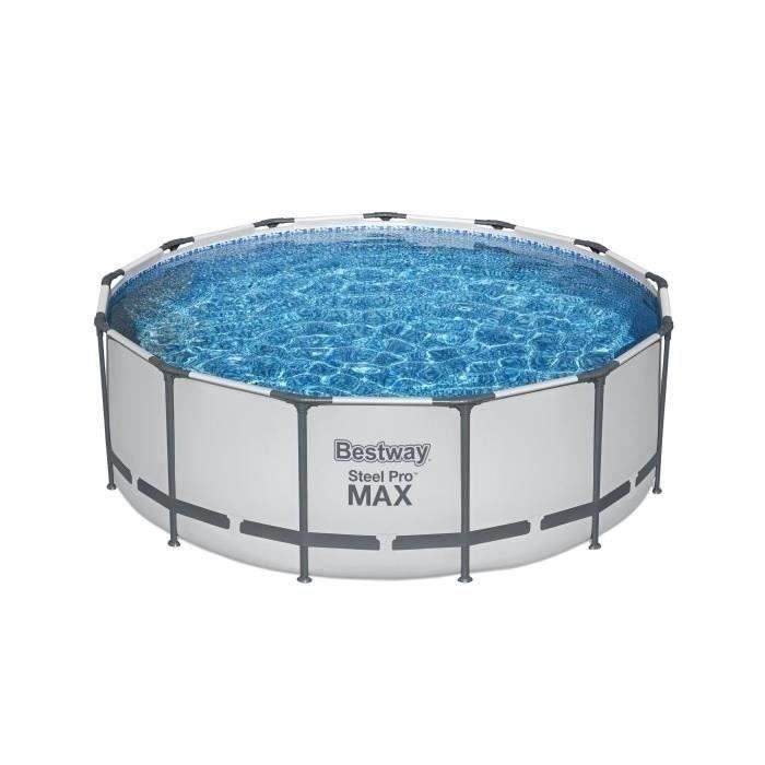 Kit Piscine hors sol tubulaire BESTWAY - Steel Pro Max™ - 396 x 122 cm - Ronde + Aspirateur électrique rechargeable Aquasurge™