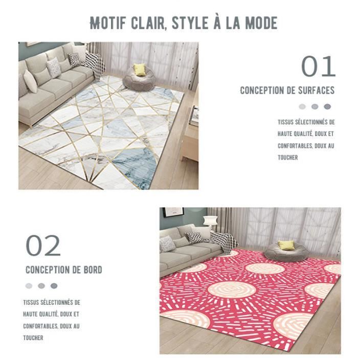 GOGLOVING Tapis de salon Tapis imprimé de style européen et américain-Style C-120x160cm