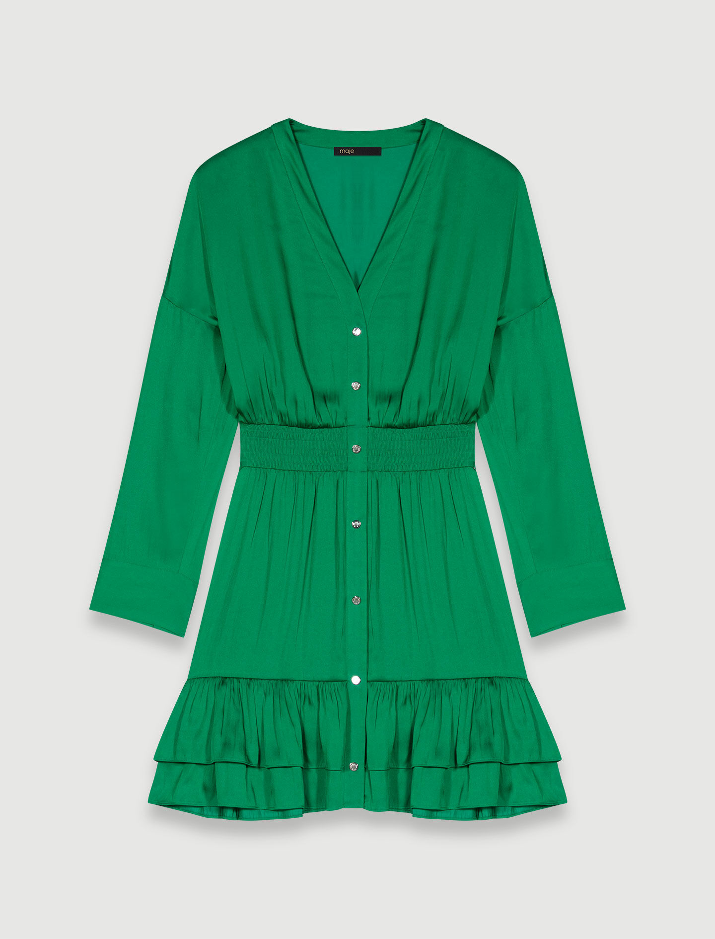 Rochie scurtă din satin - Vert