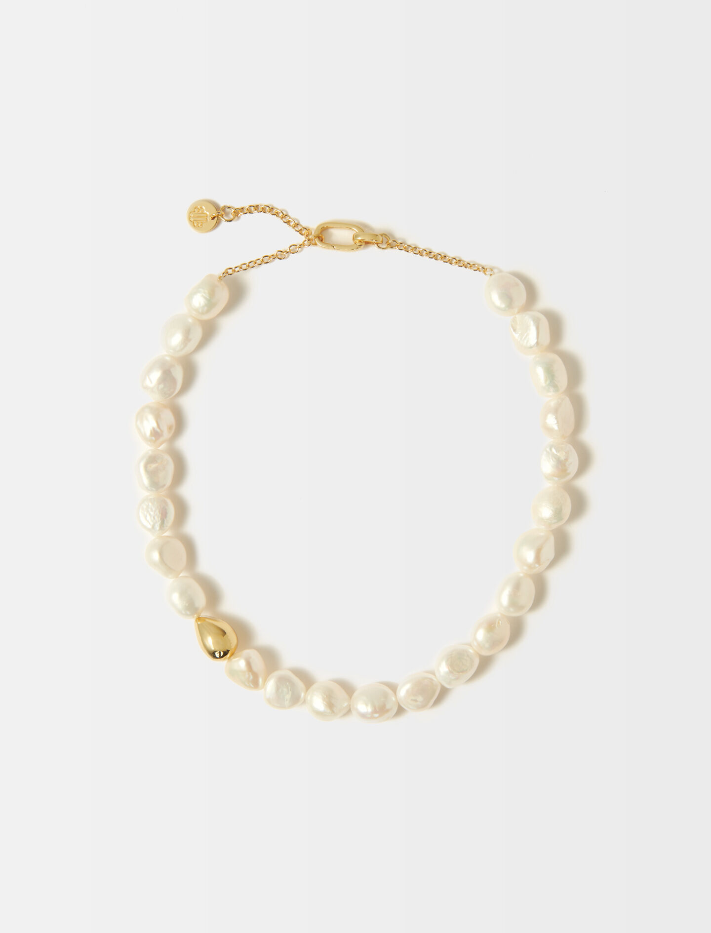 Parelketting met metalen details - Goud