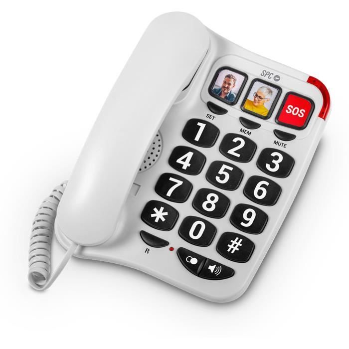 Téléphone fixe - SPC - Comfort Numbers 2 - Grandes touches - 3 mémoires directes - Volume élevé