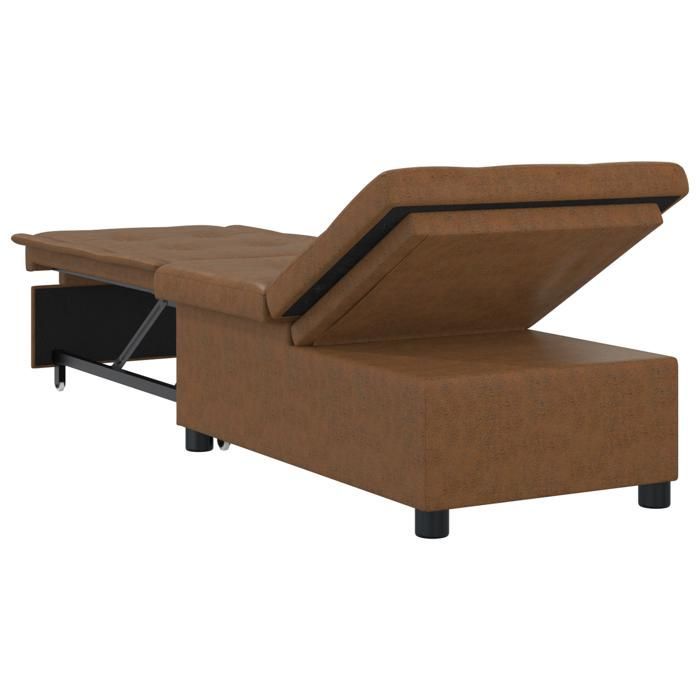 827846 & Sofá cama 3 en 1, diván convertible, con diseño extraíble en gamuza sintética marrón
