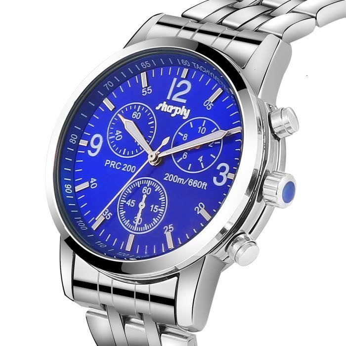 Set regalo SHARPHY da uomo con orologio e bracciale - Bracciale in acciaio inossidabile, impermeabile, al quarzo, blu, 2020