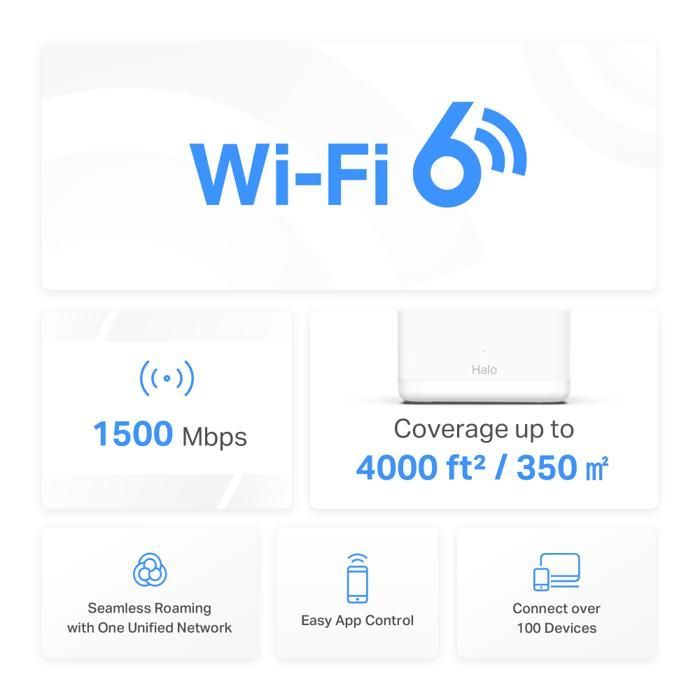 Sistema Wi-Fi 6 Mesh Mercusys Halo H60X - 2 unità - 1500 Mbps - Dual-band 350 m²