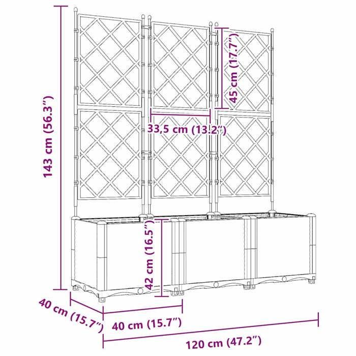 RUIG - NUEVA MACETA - JARDÍN CON RELLENO - 3 PIEZAS Negro 120x40x143 cm CL77987
