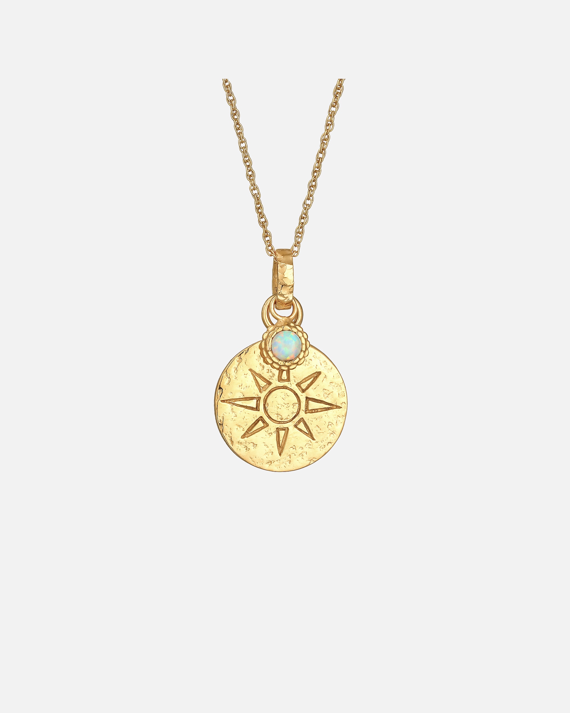 Elli Pendentif Plaque Femme Soleil Antique Rond avec Opale Synthétique en Argent Sterling 925 Plaqué Or