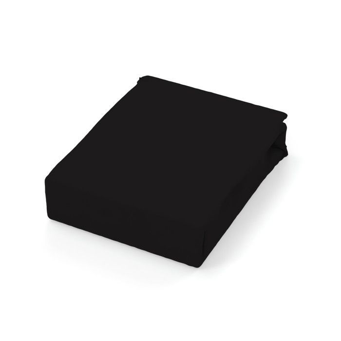 Drap plat en coton 57 fils 180x290 cm UNI noir, par Soleil d'ocre