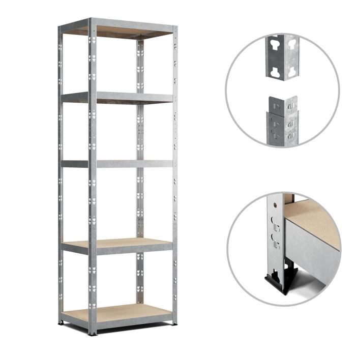 Modulaire en veelzijdige opbergplank voor werkplaats, garage, kelder, enz. Stevige uitvoering, 172x75x30cm - Grijs