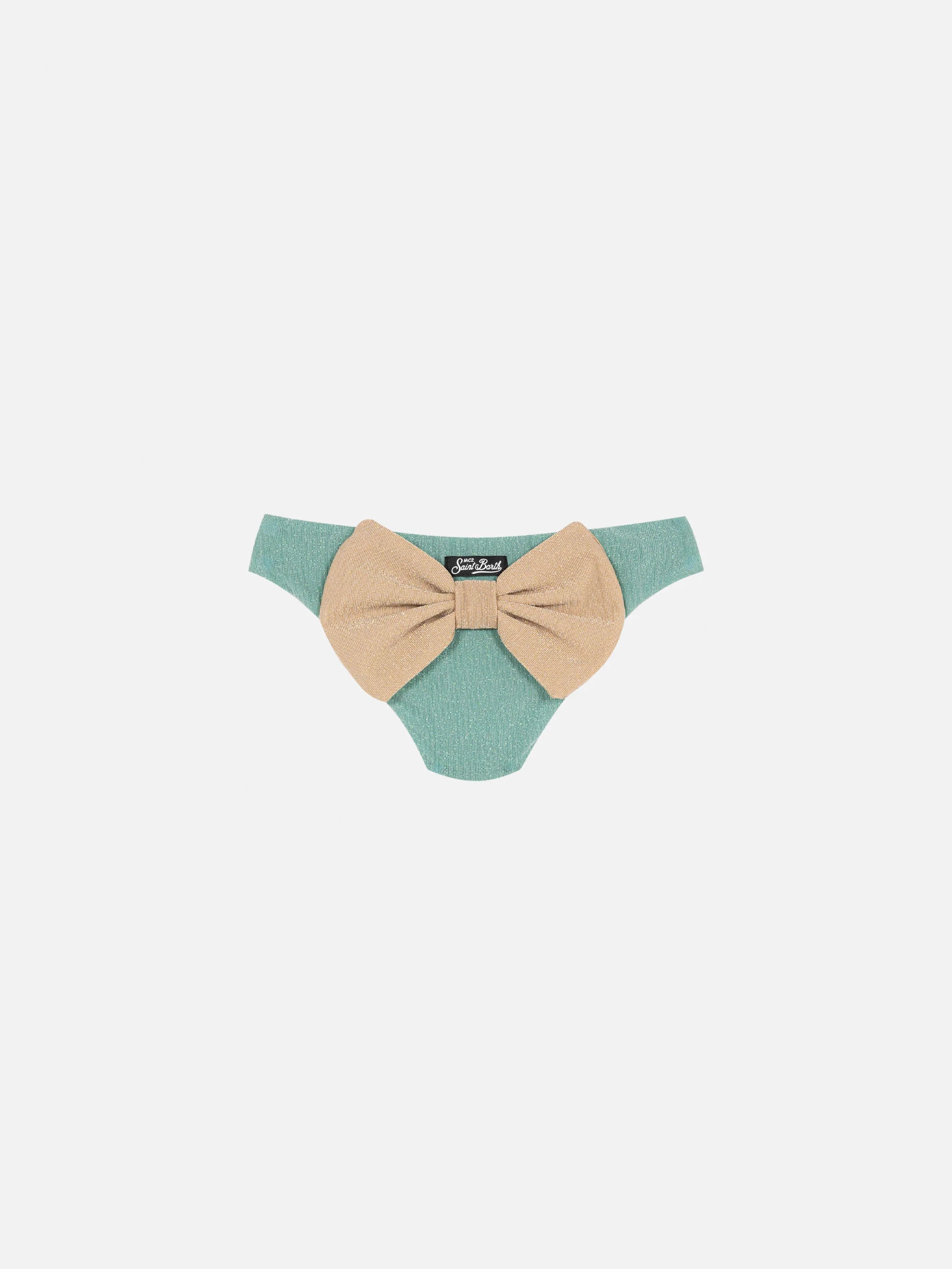Slip da merrie Madame in lurex groen acqua con fiocco
