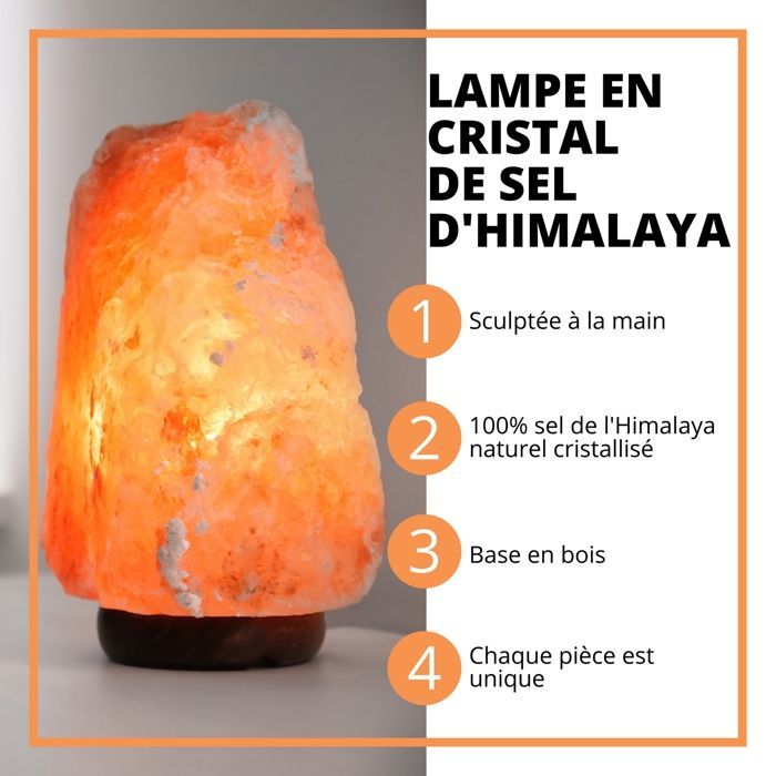 Himalayan Salt Lamp (4-6 kg) - 100% Natural Material - Hand-Carved - Cable and Bulb Included - Zen'Light