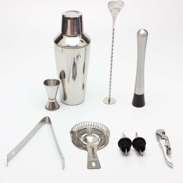 Kit di utensili da barman - TEMPSA - 10 pezzi - Acciaio inossidabile - 750 ml - Lavabile in lavastoviglie