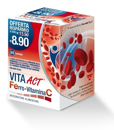 F&F Vita Act Συμπλήρωμα Διατροφής Σίδηρος + Βιταμίνη C 60 κάψουλες