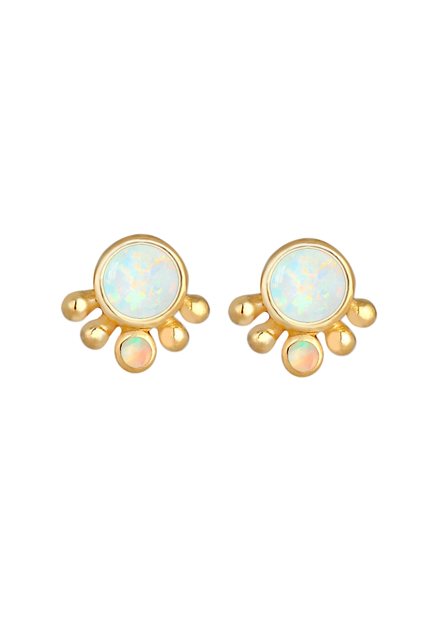 Elli Pointes rondes pour dames avec Opal Vintage en 925/1000 argent massif et plaqué or