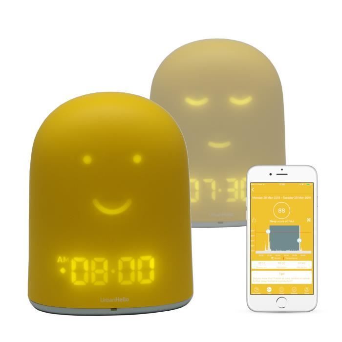 REMI - Réveil éducatif connecté pour enfant - Babyphone - Veilleuse & Berceuse - Suivi du Sommeil - Jaune
