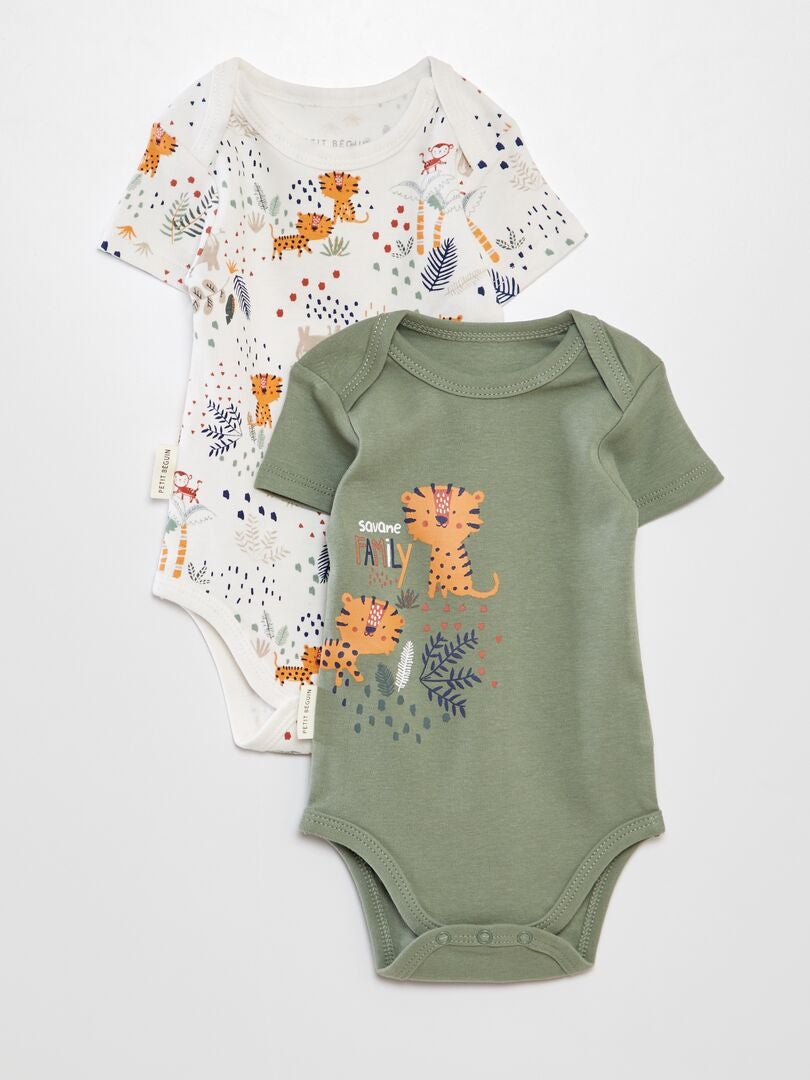 Conjunto de 2 bodys estampados 'Petit Béguin' - VERDE