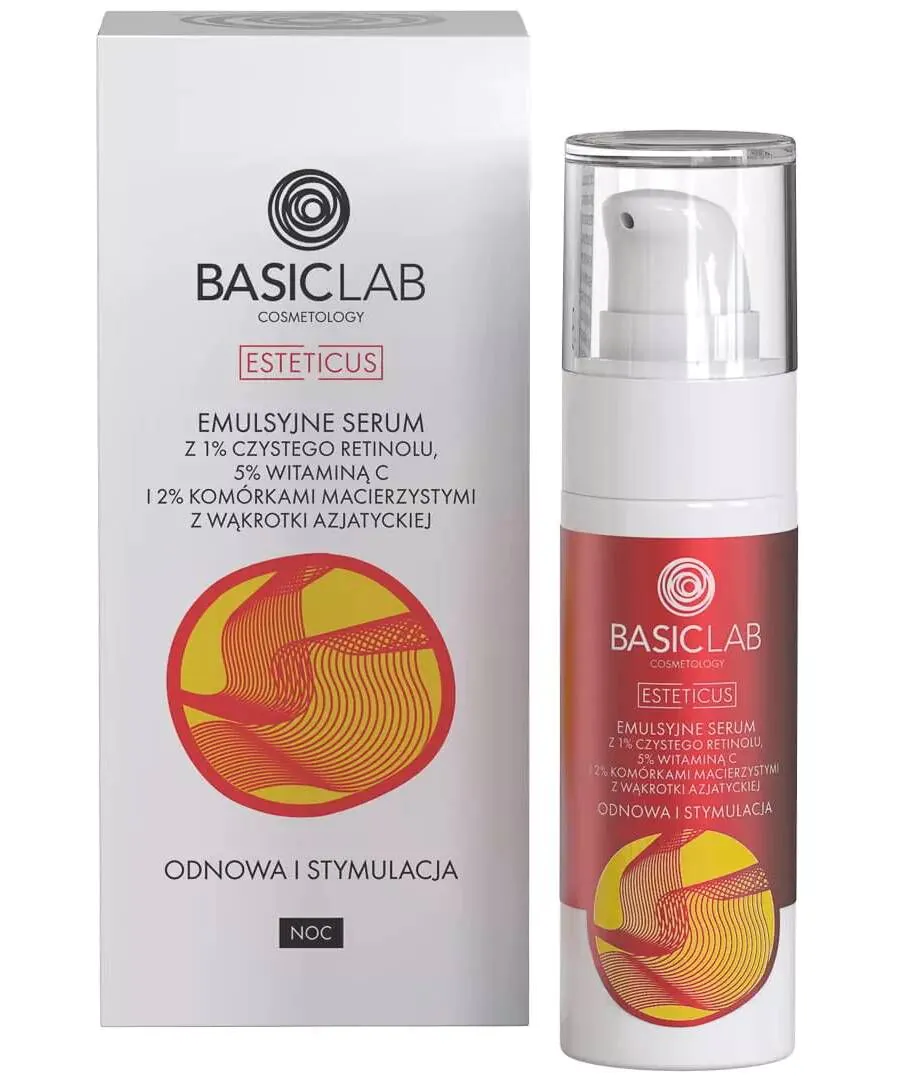 BasicLab Esteticus Emulsyjne serum z retinolem 1% i witaminą C 5%