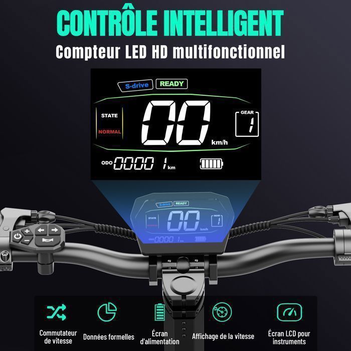 G2 Trotinette Electrique Adulte,Autonomie 40-45km，Moteur 500W（Moteur à pic 800W） avec Batterie 48V 10.4Ah,TODIMART