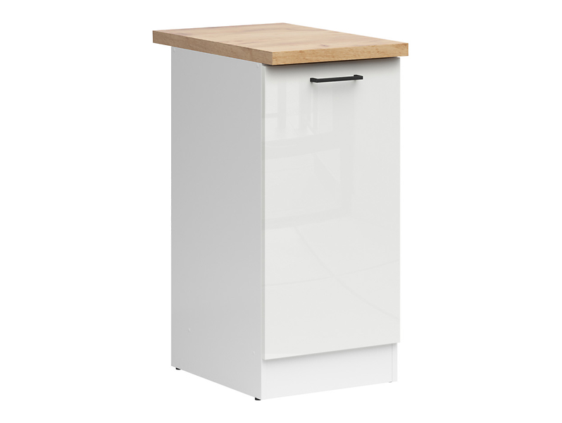 Szafka kuchenna dolna Junona Line 40 cm prawa nkredowy połysk z blatem