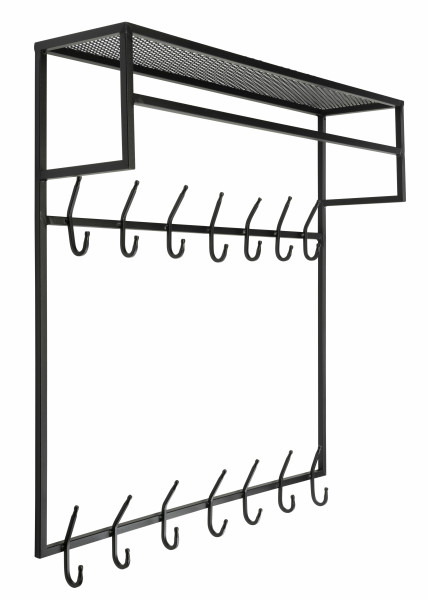 Wieszak ścienny Loft z półką XXL - Czarny Metal