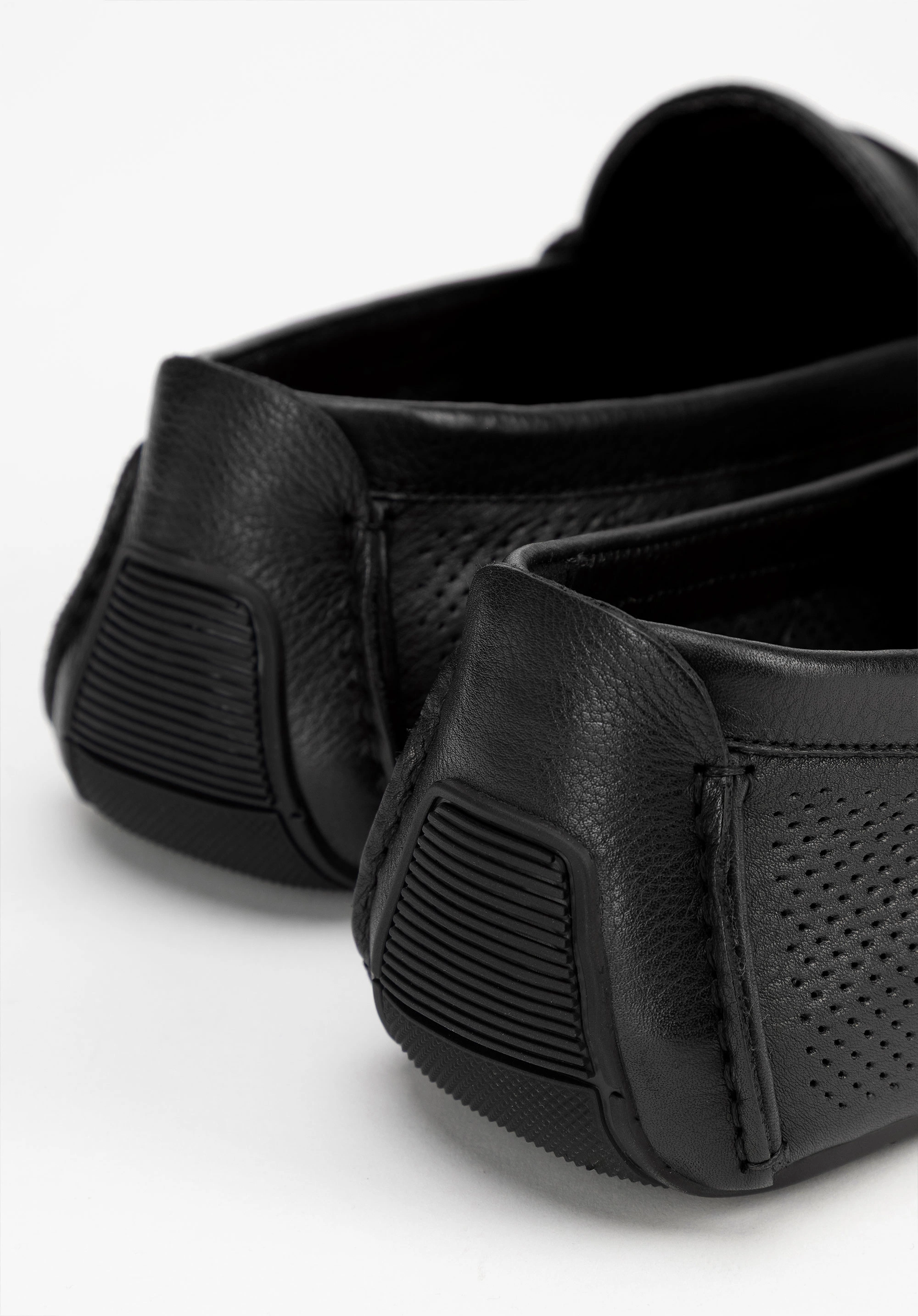 Męskie półbuty slip-on ze skóry czarne