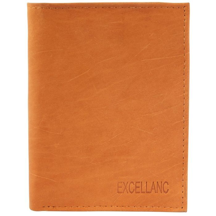 Portefeuille homme - EXCELLANC - Bahri - Cuir véritable marron - 8 emplacements cartes - Sans fermeture