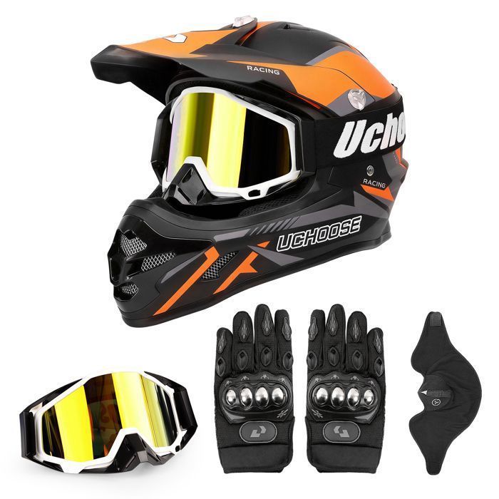 Casque de motocross adulte Orange-noir M