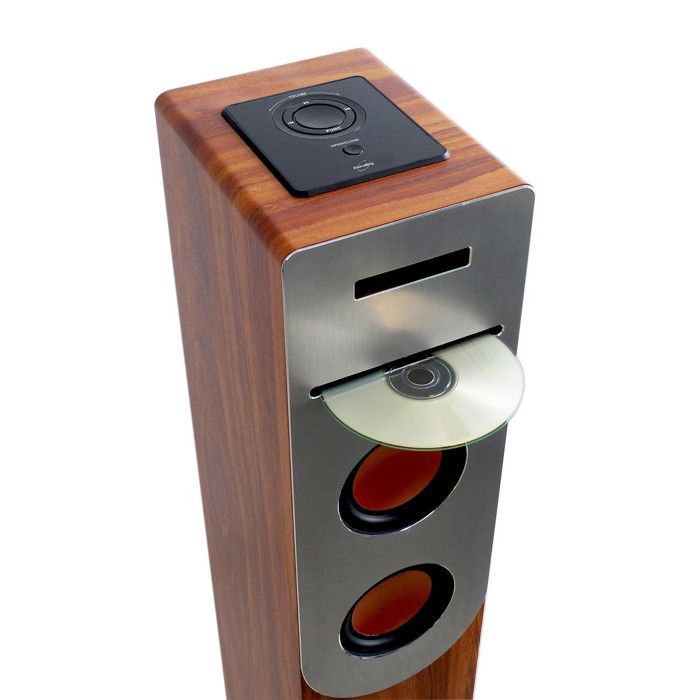 Tour de son finition Bois avec lecteur CD, Bluetooth, FM et USB, 100W + télécommande HP34-BTH-CD