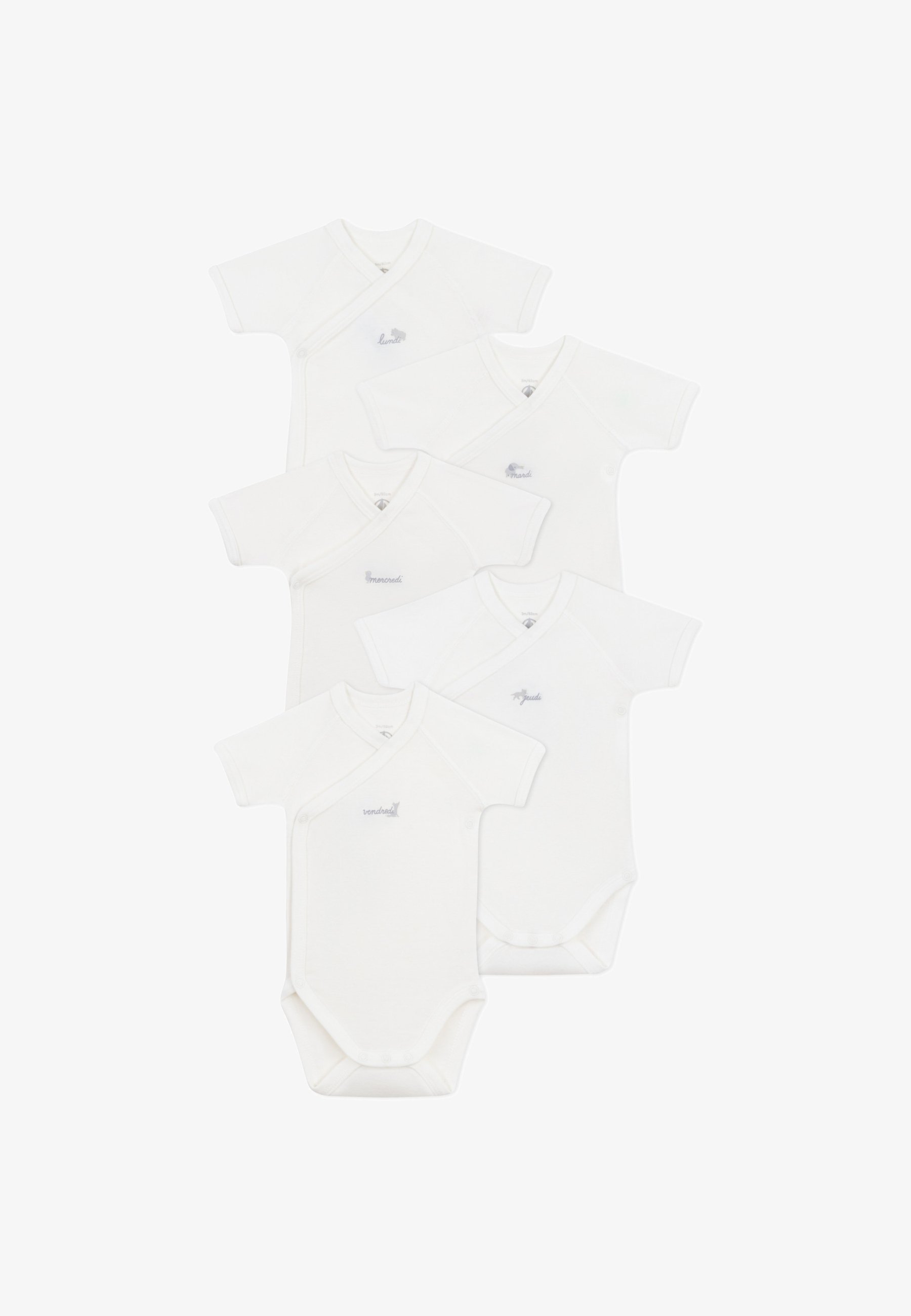 Petit Bateau NEWBORN NAISS COTE UNISEX 5 PACK - Body - wit