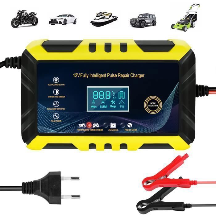 Chargeur de batterie intelligent 12V 6A pour voiture, moto, camion — BRILLSTEN