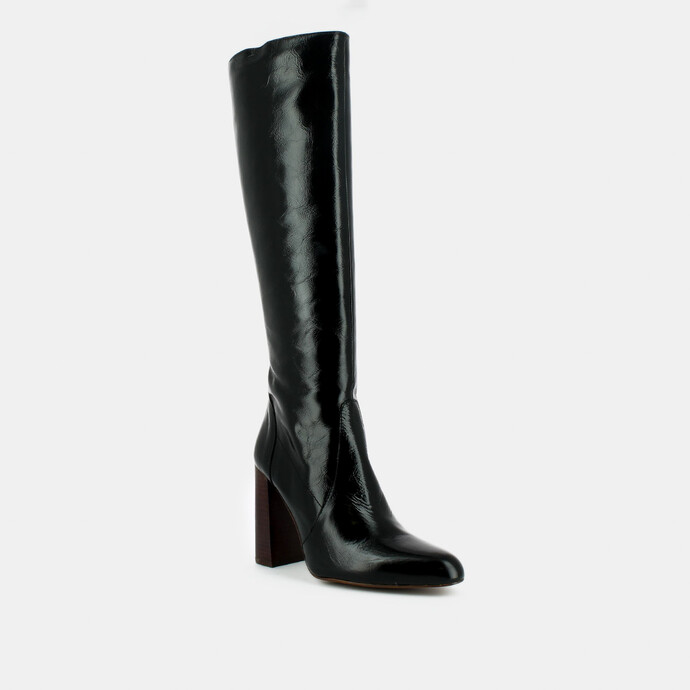 Bottes hautes  en cuir vernis noir