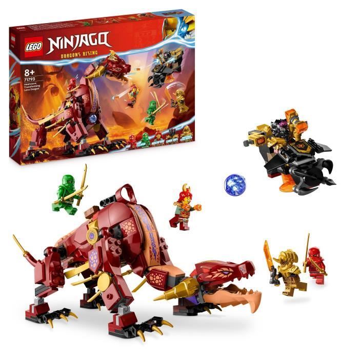 LEGO® NINJAGO 71793 Drago di Lava Trasformabile Heatwave, Giocattolo Drago con Minifigure