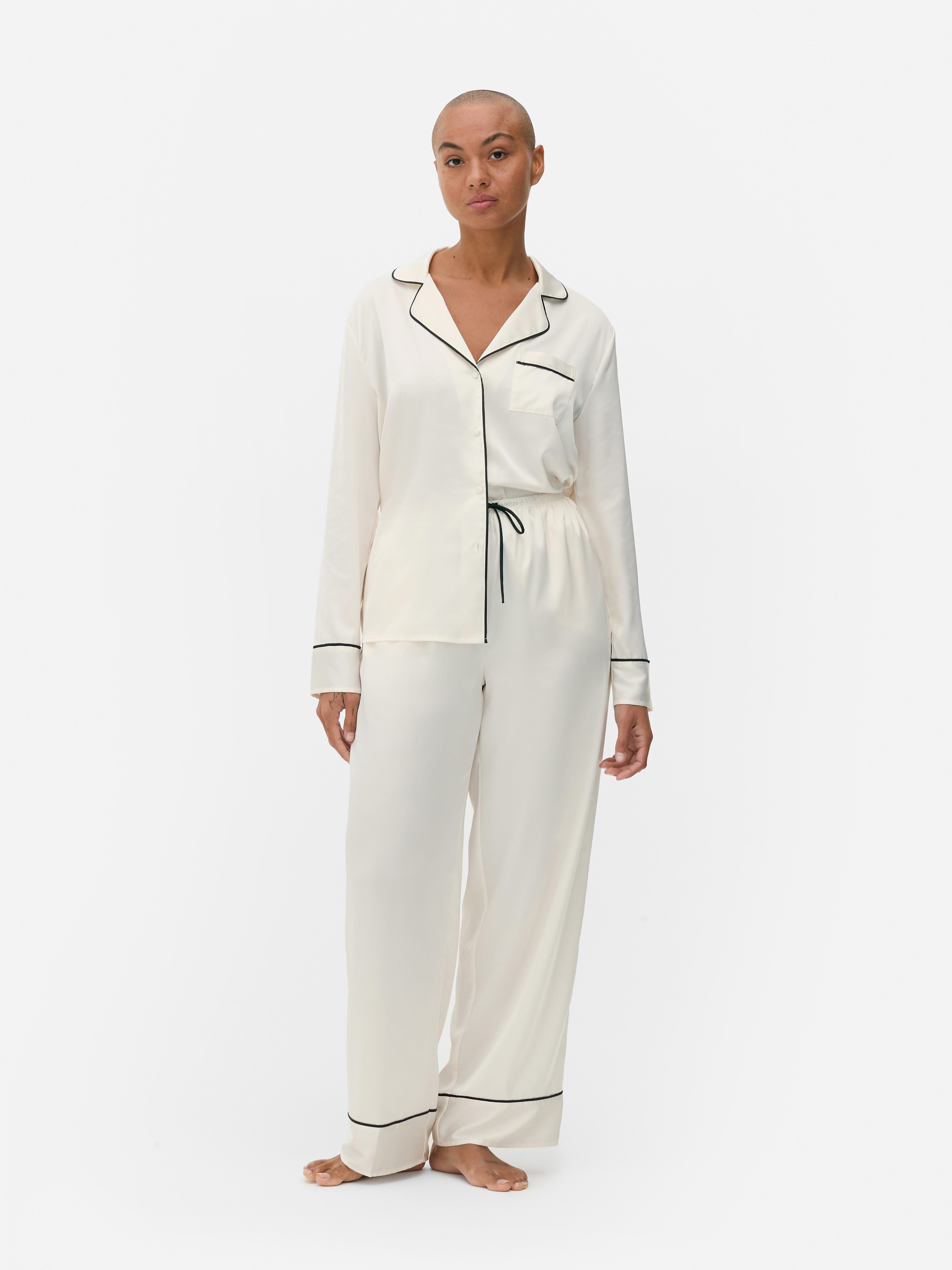 Set de pijamale din satin cu mânecă lungă Simțiți luxul pijamalelor noastre din satin cu mânecă lungă