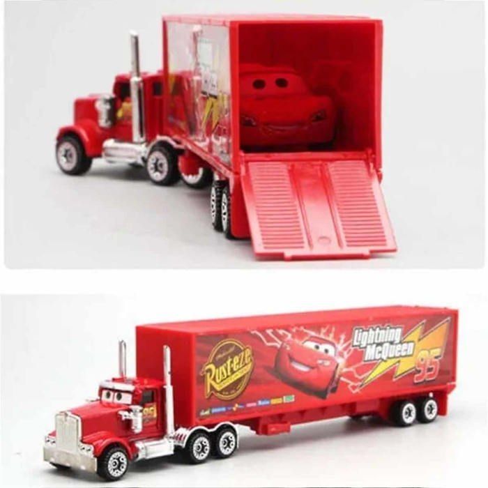 Cars 2 Rayo McQueen Racer Bil & Mack Lastbil Presentador Caja Set