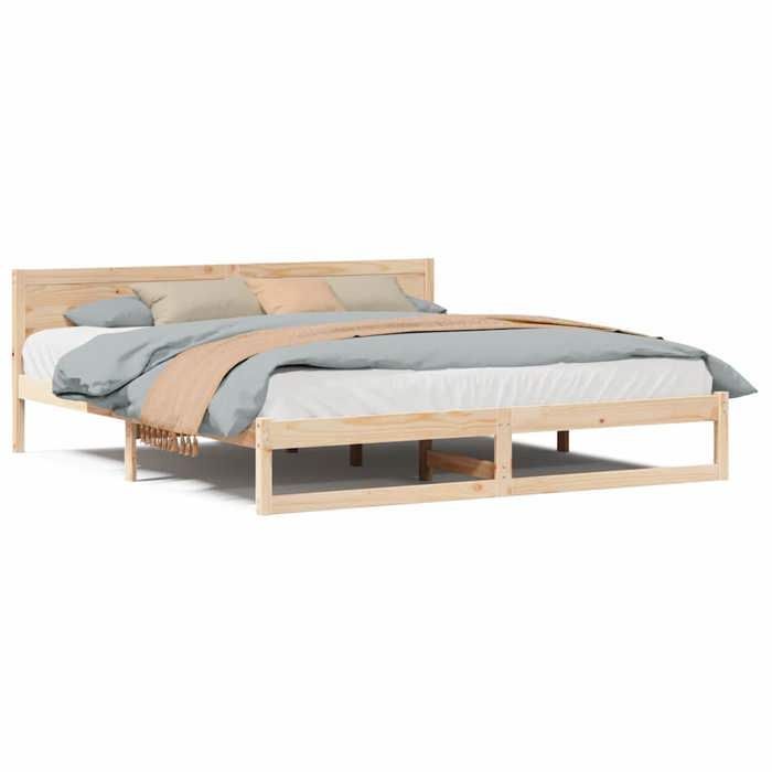 Cama doble CHIC para adultos - Estructura de cama de 200 x 200 cm, color marrón, madera maciza de pino #Sara47169