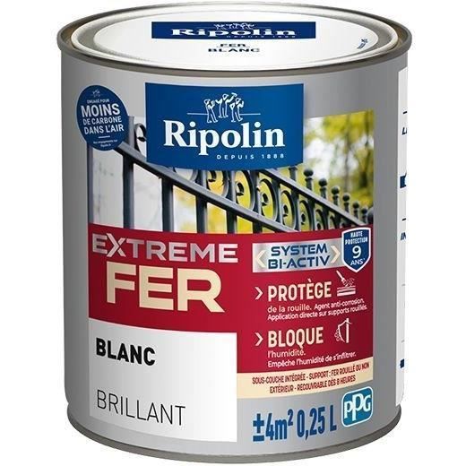 RIPOLIN Peinture pour Fer Extérieur - Blanc Brillant, 0,25L