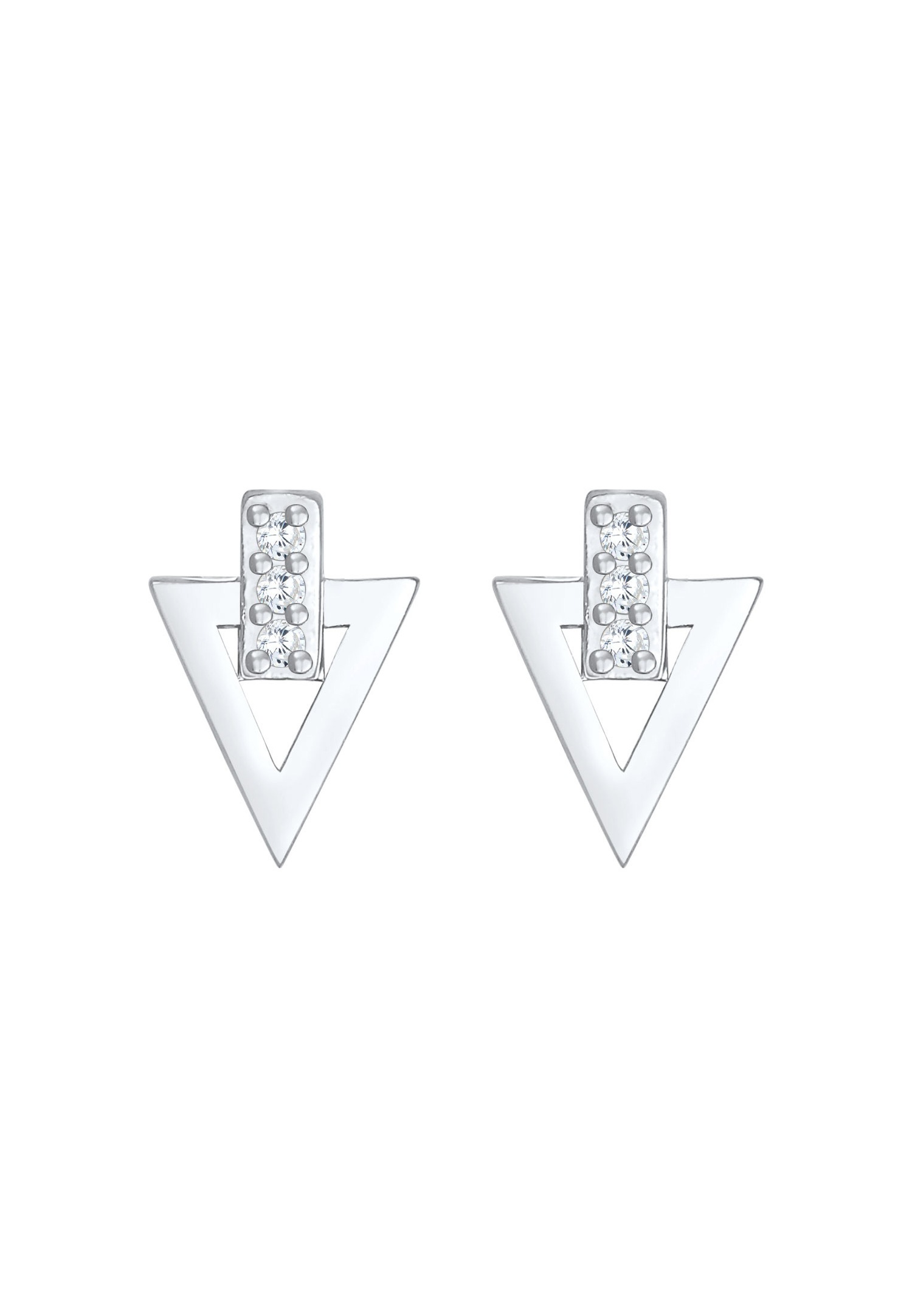 Elli Boucles d'oreilles pour femmes - Triangle classique avec pierres de zirconium en argent sterling 925 plaqué or