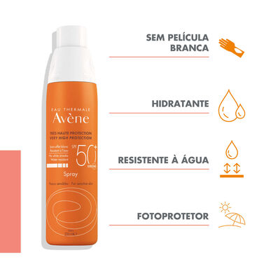 Avène Sun Care Sensitive Skin Spray SPF50 Solskyddsspray för kroppen för känslig hud 200 ml