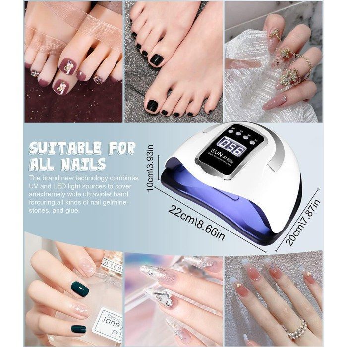 Lampe UV Sèche Ongles,280W LED Lampe à ongles Séchoir à Ongles Portable avec avec 66 Perles de Lampe,4 Minuteries 10/30/60/99S