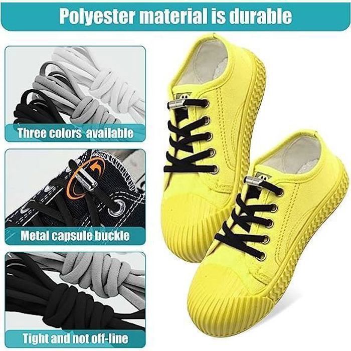 6 pares de cordones elásticos gratuitos con hebillas metálicas universales para calzado deportivo infantil.