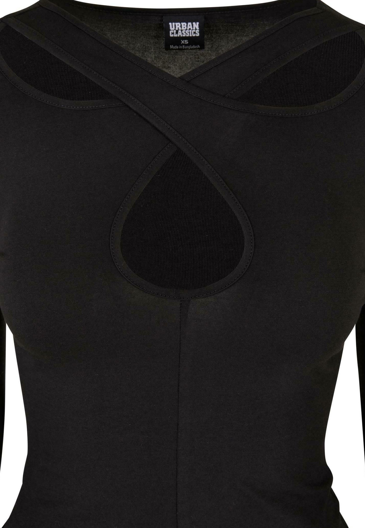 Urban Classics Langarmshirt mit gekreuzten Ausschnitten – Schwarz
