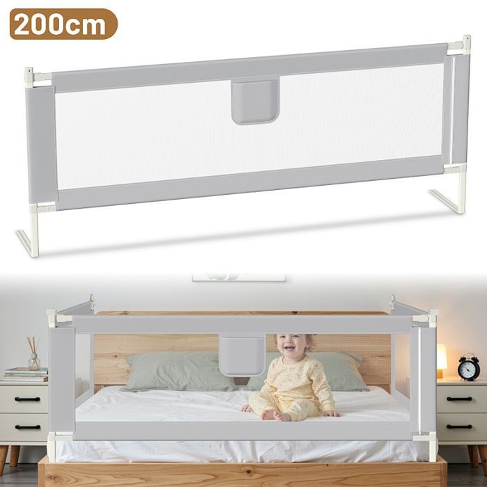 Barrière de lit pour bébé 200CM barrière de protection Portable Pour enfants de 0 à 10 ans Barrière de Sécurité Enfant Lit