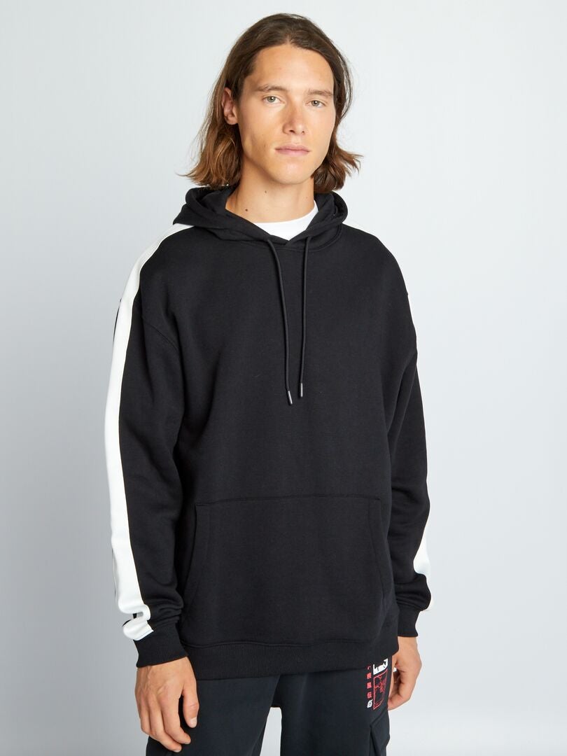 Sudadera con capucha bicolor - Negra