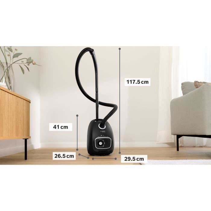Aspiradora cilíndrica con bolsa BOSCH Serie 4 BGB41BA1 - Radio de acción de 11 m - Capacidad de la bolsa de 4 L - 75 dB - 700 W - Negra