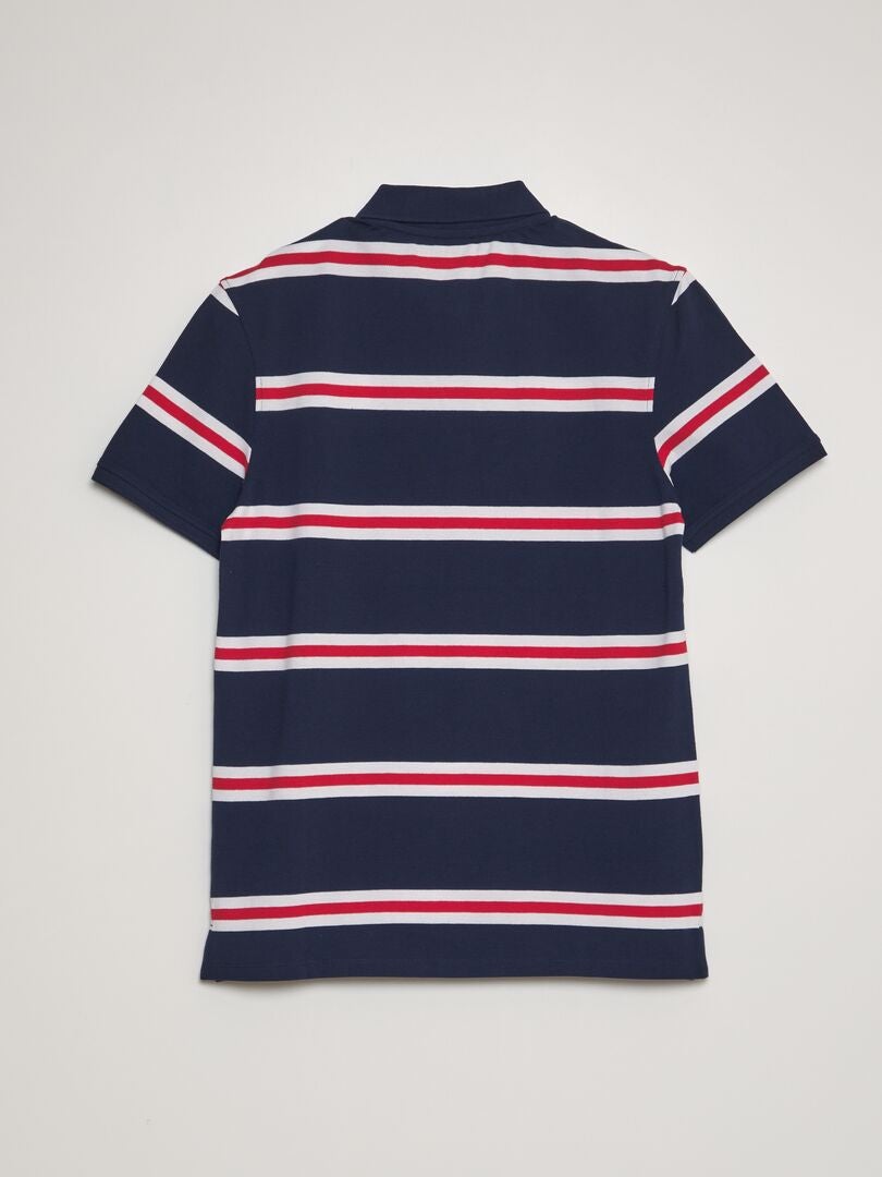 Gestreept poloshirt van katoenen piqué - ZWART